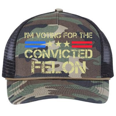 IM Voting For The Convicted Fellon 2024 Us Flag Protrump Retro Rope Trucker Hat Cap