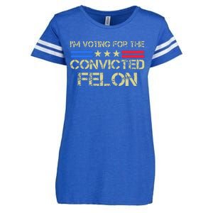 IM Voting For The Convicted Fellon 2024 Us Flag Protrump Enza Ladies Jersey Football T-Shirt