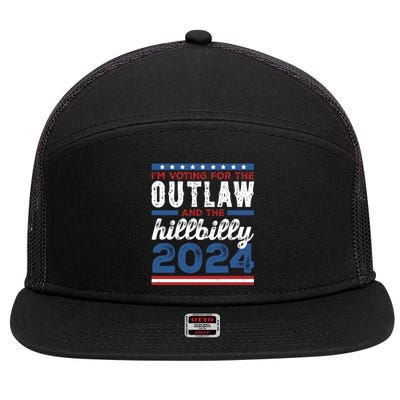 Im Voting For The Outlaw And The Hillbilly 2024 Vintage Election 7 Panel Mesh Trucker Snapback Hat