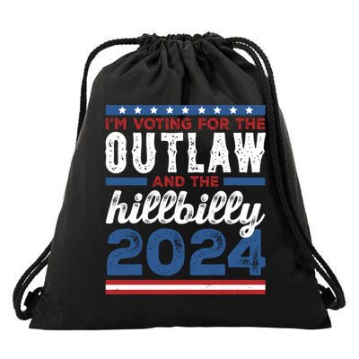 Im Voting For The Outlaw And The Hillbilly 2024 Vintage Election Drawstring Bag
