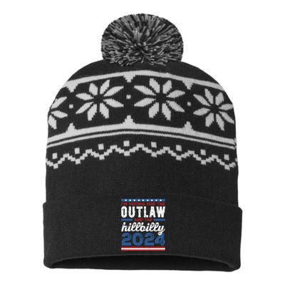 Im Voting For The Outlaw And The Hillbilly 2024 Vintage Election USA-Made Snowflake Beanie