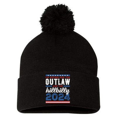 Im Voting For The Outlaw And The Hillbilly 2024 Vintage Election Pom Pom 12in Knit Beanie