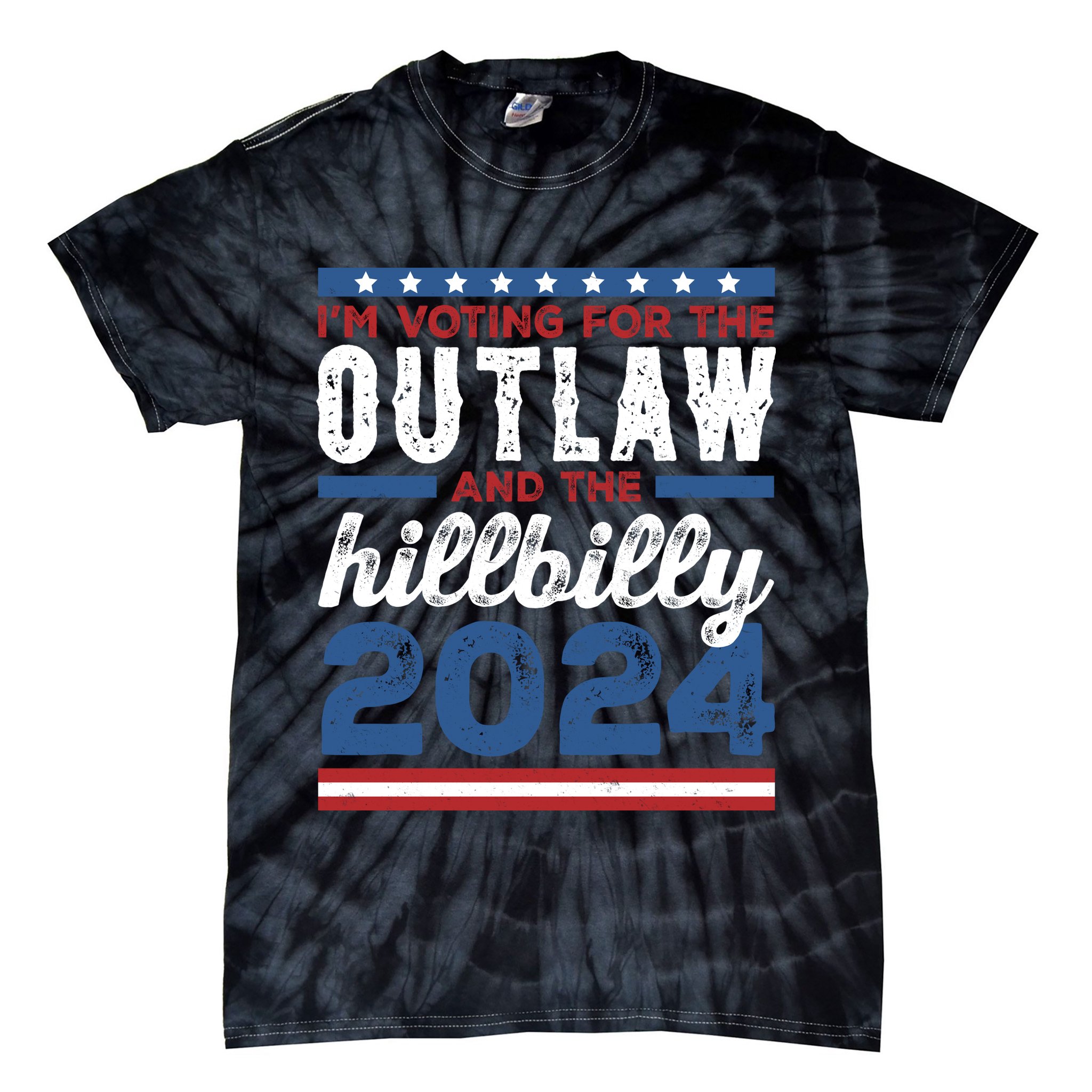 Im Voting For The Outlaw And The Hillbilly 2024 Vintage Election Tie-Dye T-Shirt