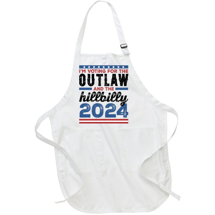 Im Voting For The Outlaw And The Hillbilly 2024 Vintage Election Full-Length Apron With Pockets