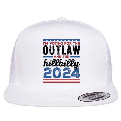 Im Voting For The Outlaw And The Hillbilly 2024 Vintage Election Flat Bill Trucker Hat