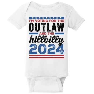 Im Voting For The Outlaw And The Hillbilly 2024 Vintage Election Baby Bodysuit