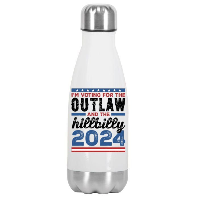 Im Voting For The Outlaw And The Hillbilly 2024 Vintage Election Stainless Steel Insulated Water Bottle