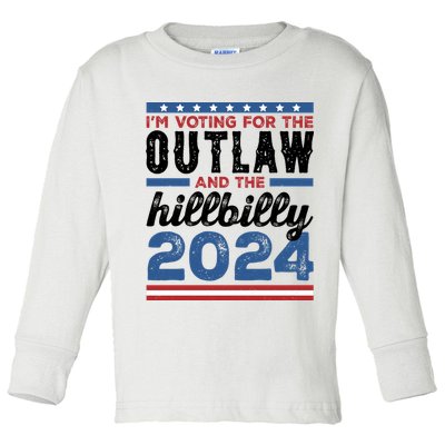 Im Voting For The Outlaw And The Hillbilly 2024 Vintage Election Toddler Long Sleeve Shirt