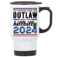 Im Voting For The Outlaw And The Hillbilly 2024 Vintage Election Stainless Steel Travel Mug