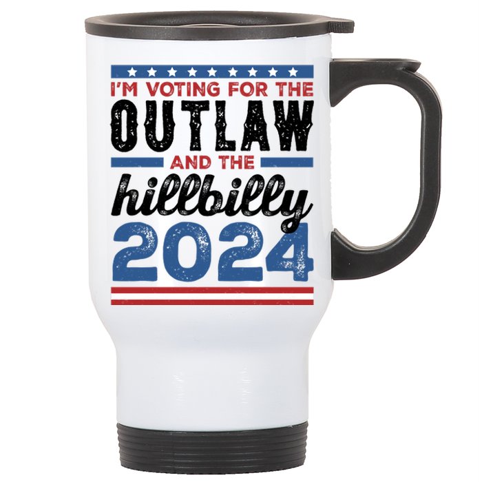 Im Voting For The Outlaw And The Hillbilly 2024 Vintage Election Stainless Steel Travel Mug