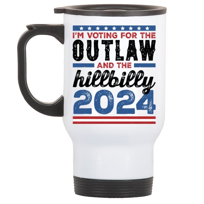 Im Voting For The Outlaw And The Hillbilly 2024 Vintage Election Stainless Steel Travel Mug