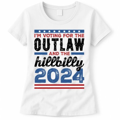 Im Voting For The Outlaw And The Hillbilly 2024 Vintage Election Womens T-Shirt