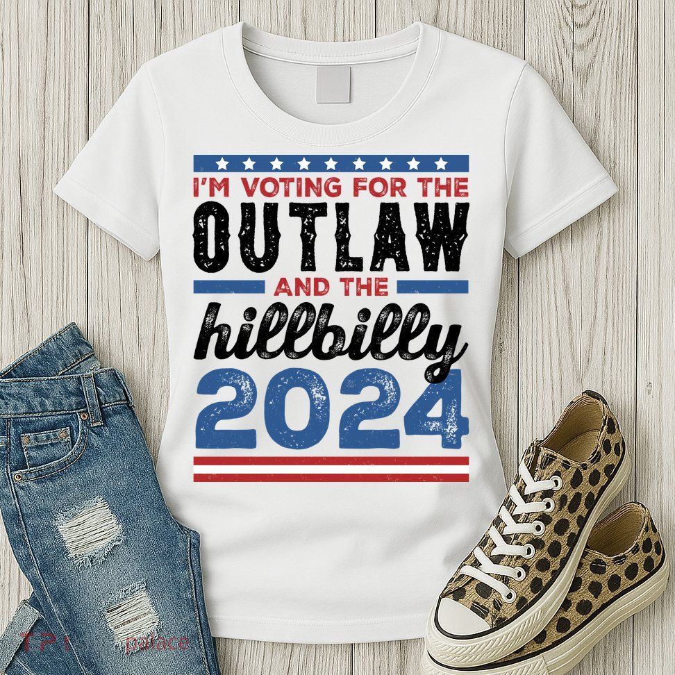 Im Voting For The Outlaw And The Hillbilly 2024 Vintage Election Womens T-Shirt