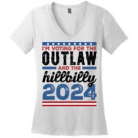 Im Voting For The Outlaw And The Hillbilly 2024 Vintage Election Women's V-Neck T-Shirt