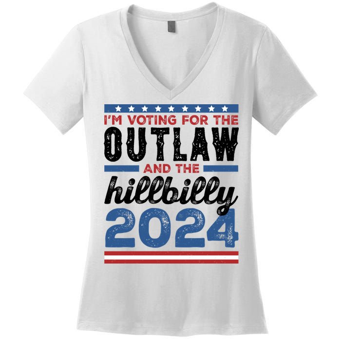 Im Voting For The Outlaw And The Hillbilly 2024 Vintage Election Women's V-Neck T-Shirt
