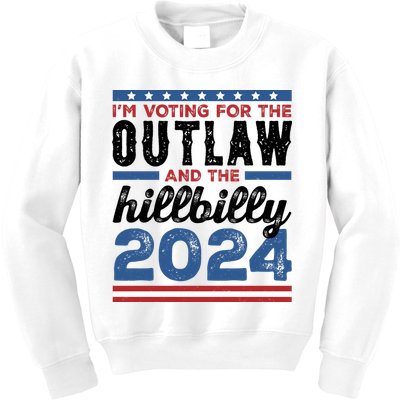 Im Voting For The Outlaw And The Hillbilly 2024 Vintage Election Kids Sweatshirt