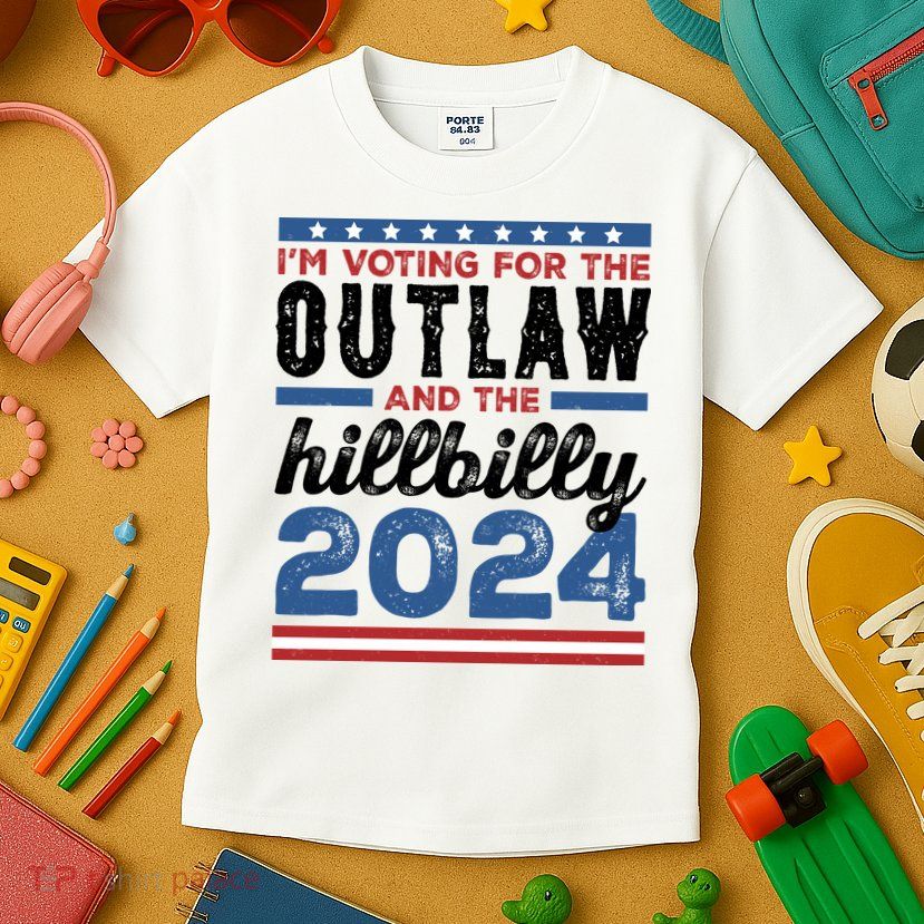 Im Voting For The Outlaw And The Hillbilly 2024 Vintage Election Kids T-Shirt