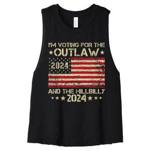 IM Voting For The Outlaw And The Hillbilly Trump Vance 2024 Women's Racerback Cropped Tank