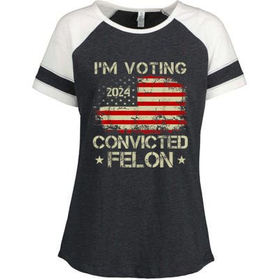 IM Voting For The Convicted Felon Funny Pro Trump 2024 Enza Ladies Jersey Colorblock Tee