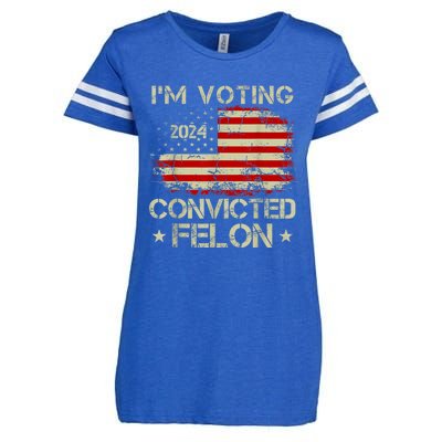 IM Voting For The Convicted Felon Funny Pro Trump 2024 Enza Ladies Jersey Football T-Shirt