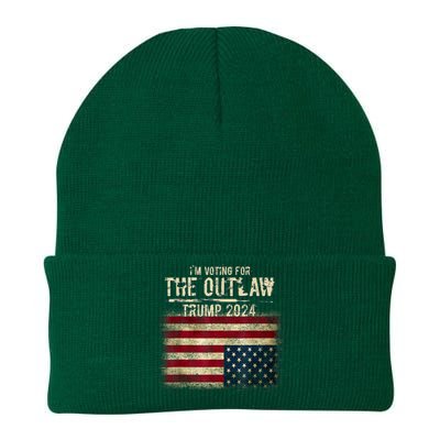 IM Voting For The Outlaw Trump 2024 Upsidedown Flag Knit Cap Winter Beanie