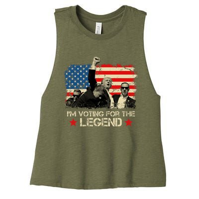 IM Voting For The Legend Trump American Flag Pennsylvania Women's Racerback Cropped Tank