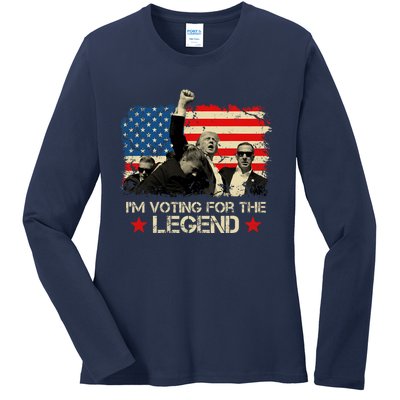 IM Voting For The Legend Trump American Flag Pennsylvania Ladies Long Sleeve Shirt