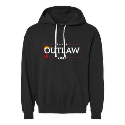 IM Voting For The Outlaw The Convicted Felon Funny Garment-Dyed Fleece Hoodie