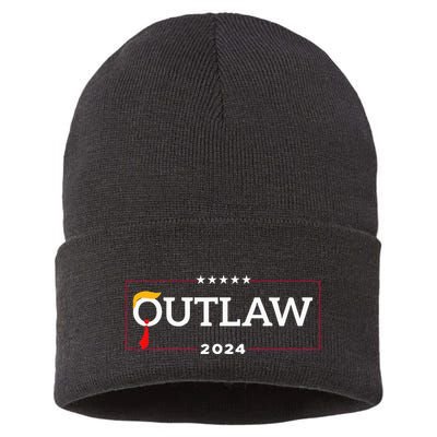 IM Voting For The Outlaw The Convicted Felon Funny Sustainable Knit Beanie