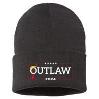 IM Voting For The Outlaw The Convicted Felon Funny Sustainable Knit Beanie