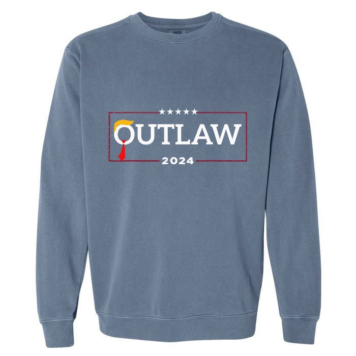 IM Voting For The Outlaw The Convicted Felon Funny Garment-Dyed Sweatshirt