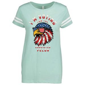 IM Voting For The Convicted Felon Funny Pro Trump 2024 Enza Ladies Jersey Football T-Shirt