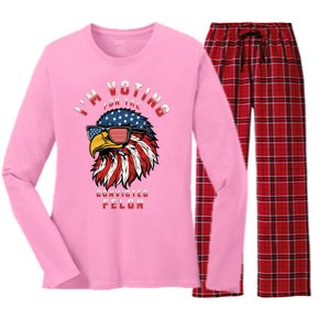 IM Voting For The Convicted Felon Funny Pro Trump 2024 Women's Long Sleeve Flannel Pajama Set 