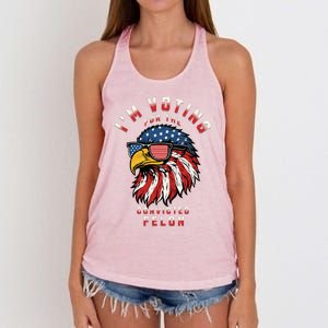 IM Voting For The Convicted Felon Funny Pro Trump 2024 Women's Knotted Racerback Tank