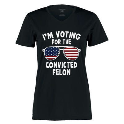 IM Voting For The Convicted Felon Women's Momentum V-Neck T-Shirt