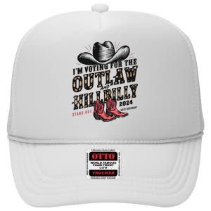 Im Voting For The Outlaw And The Hillbilly 2024 Retro High Crown Mesh Back Trucker Hat