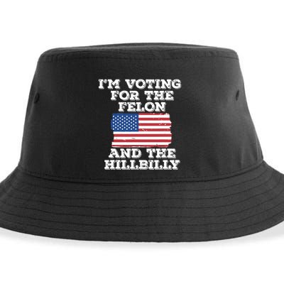 Im Voting For The Felon The Hillbilly 2024 Pro Trump Meme Sustainable Bucket Hat
