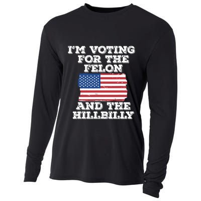 Im Voting For The Felon The Hillbilly 2024 Pro Trump Meme Cooling Performance Long Sleeve Crew