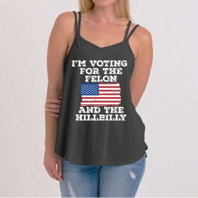 Im Voting For The Felon The Hillbilly 2024 Pro Trump Meme Women's Strappy Tank