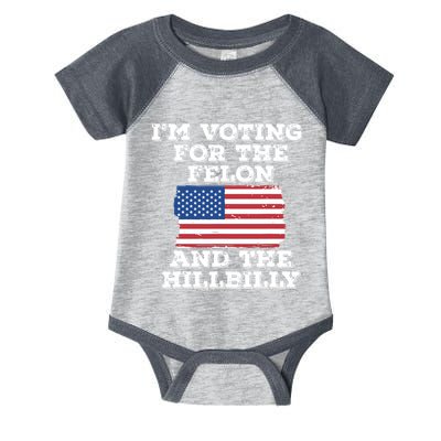 Im Voting For The Felon The Hillbilly 2024 Pro Trump Meme Infant Baby Jersey Bodysuit