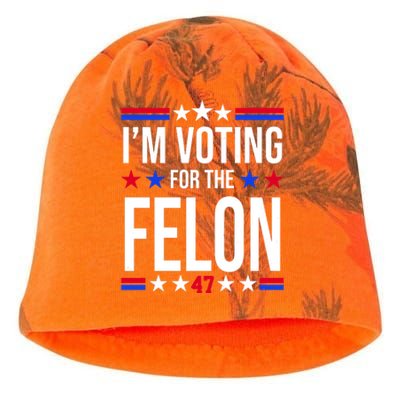 Im Voting For The Convicted Felon 47 Pro Trump Kati - Camo Knit Beanie