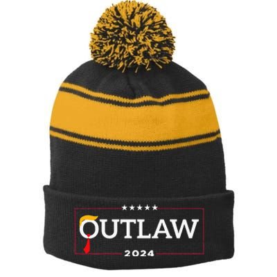 IM Voting For The Outlaw Trump Felon Stripe Pom Pom Beanie