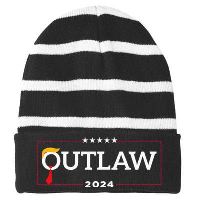 IM Voting For The Outlaw Trump Felon Striped Beanie with Solid Band