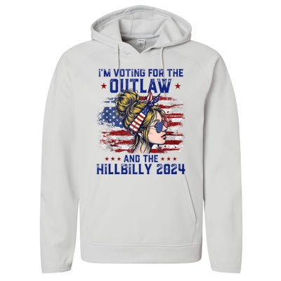 IM Voting For The Outlaw And The Hillbilly 2024 Us Flag Performance Fleece Hoodie