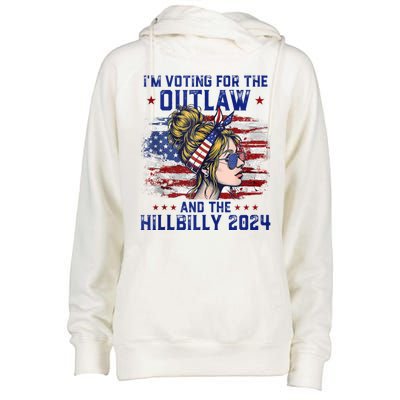 IM Voting For The Outlaw And The Hillbilly 2024 Us Flag Womens Funnel Neck Pullover Hood