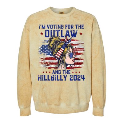 IM Voting For The Outlaw And The Hillbilly 2024 Us Flag Colorblast Crewneck Sweatshirt