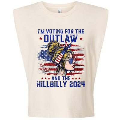 IM Voting For The Outlaw And The Hillbilly 2024 Us Flag Garment-Dyed Women's Muscle Tee