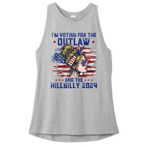 IM Voting For The Outlaw And The Hillbilly 2024 Us Flag Ladies PosiCharge Tri-Blend Wicking Tank