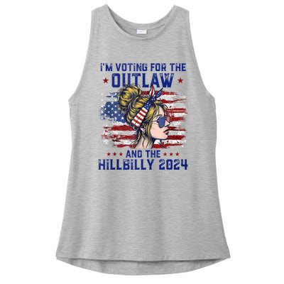 IM Voting For The Outlaw And The Hillbilly 2024 Us Flag Ladies PosiCharge Tri-Blend Wicking Tank