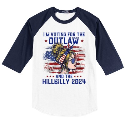 IM Voting For The Outlaw And The Hillbilly 2024 Us Flag Baseball Sleeve Shirt